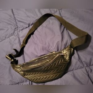 Black Faux Quilted Fanny Pack Adjustable Bag